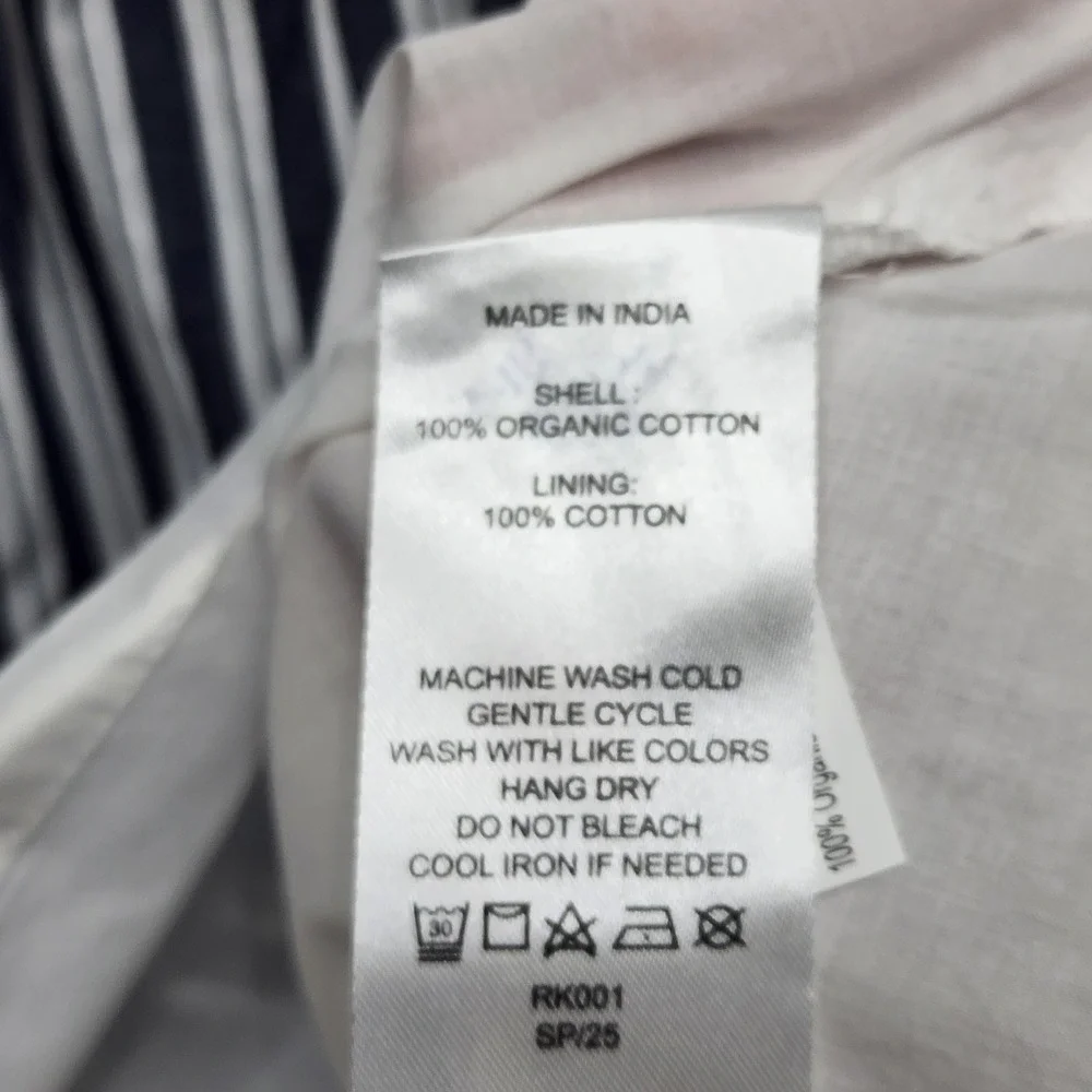NWT Quince Organic Cotton Poplin Tiered Maxi Dress Hudson Stripe XL Pockets - Picture 10 of 12